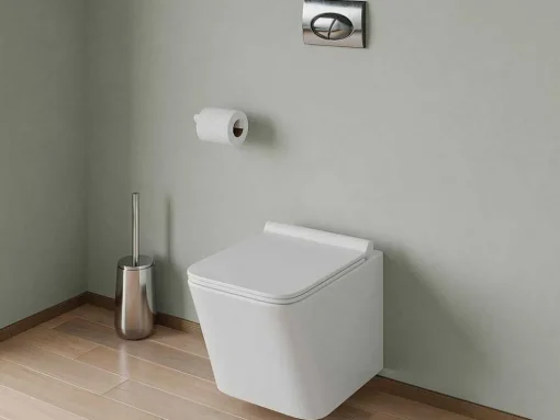 Set Voor Witte Hang-Wc Met Voorwandsysteem En Chroomkleurige Ovalen Bedieningsplaat - Clemona