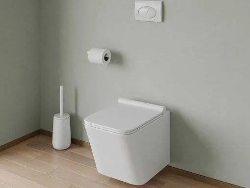 Set Voor Witte Hang-Wc Met Voorwandsysteem En Chroomkleurige Ovalen Bedieningsplaat - Clemona