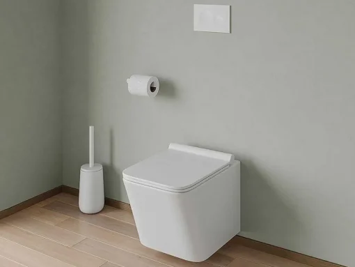 Set Voor Witte Hang-Wc Met Voorwandsysteem En Witte Ronde Bedieningsplaat - Clemona