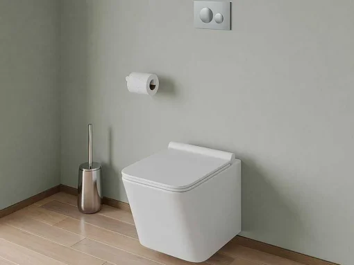 Set Voor Witte Hang-Wc Met Voorwandsysteem En Chroomkleurige Ronde Bedieningsplaat - Clemona