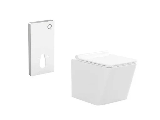 Set Voor Witte Hang-Wc Met Decoratief Voorwandsysteem - Clemona