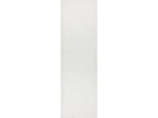 Sisal Tapijt, Loper Timo 5979 Buitenshuis Kader Wit 80X300 Cm