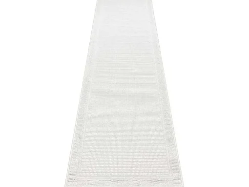 Sisal Tapijt, Loper Timo 5979 Buitenshuis Kader Wit 80X300 Cm