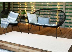 Sisal Tapijt, Loper Timo 5979 Buitenshuis Kader Wit 80X300 Cm