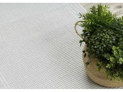Sisal Tapijt, Loper Timo 5979 Buitenshuis Kader Wit 80X300 Cm