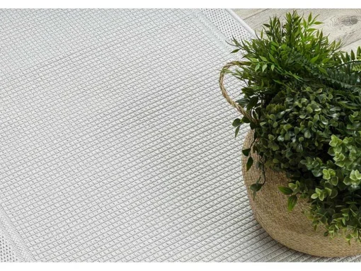 Sisal Tapijt, Loper Timo 5979 Buitenshuis Kader Wit 80X300 Cm