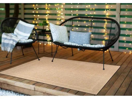 Sisal Tapijt Timo 5979 Buitenshuis Kader Donker Beige 240X330 Cm