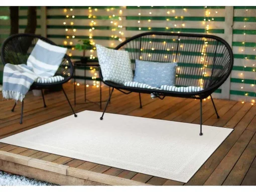 Sisal Tapijt Timo 5979 Buitenshuis Kader Wit 60X100 Cm