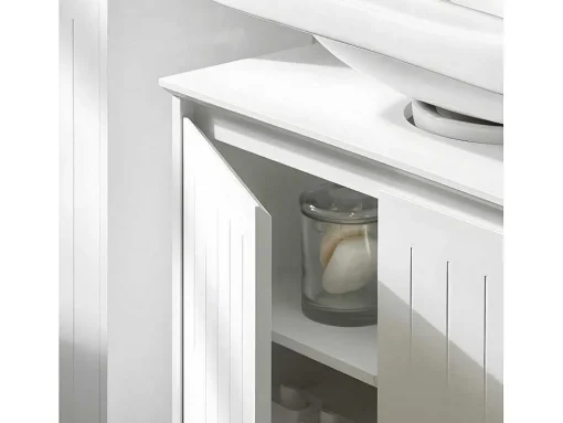 Sobuy Badkamer Onder Aanrecht, Onder Aanrecht, Onder Wastafel, Aanrecht, Gootsteen Afdekking Met 2 Deuren, 60X30X60 Cm, Wit, Bzr108-Ii-W