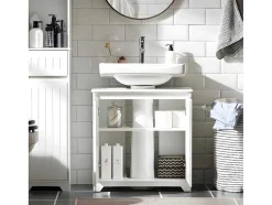 Sobuy Badkamer Onder Aanrecht, Onder Aanrecht, Onder Wastafel, Aanrecht, Gootsteen Afdekking Met 2 Deuren, 60X30X60 Cm, Wit, Bzr108-Ii-W
