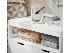 Sobuy Badkamermeubel Toiletkast Ladekast Kastopbergmeubel Met 2 Deuren, Verstelbare Planken, 70X35X90 Cm, Bzr121-W