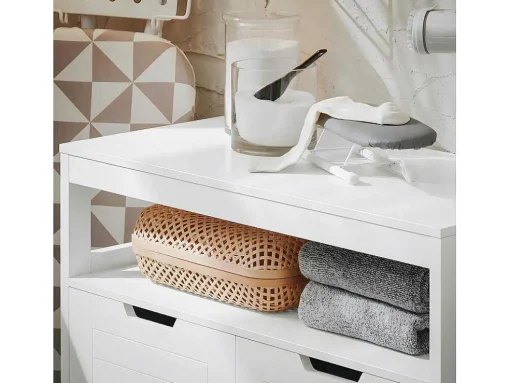 Sobuy Badkamermeubel Toiletkast Ladekast Kastopbergmeubel Met 2 Deuren, Verstelbare Planken, 70X35X90 Cm, Bzr121-W