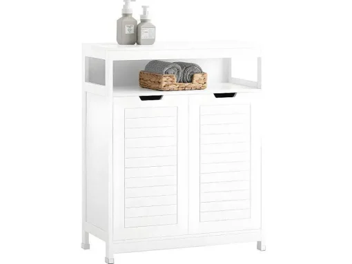 Sobuy Badkamermeubel Toiletkast Ladekast Kastopbergmeubel Met 2 Deuren, Verstelbare Planken, 70X35X90 Cm, Bzr121-W