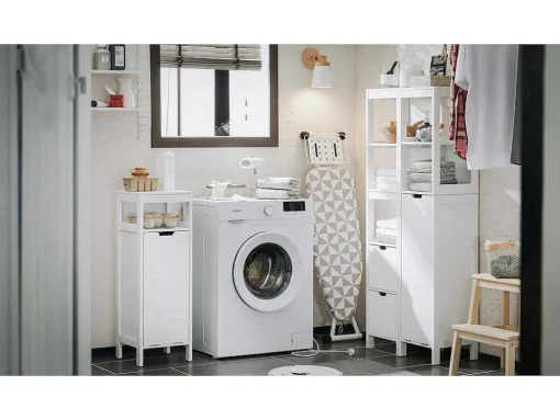 Sobuy Badkamermeubel Toiletkast Ladekast Kastopbergmeubel Met 2 Deuren, Verstelbare Planken, 70X35X90 Cm, Bzr121-W