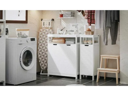 Sobuy Badkamermeubel Toiletkast Ladekast Kastopbergmeubel Met 2 Deuren, Verstelbare Planken, 70X35X90 Cm, Bzr121-W