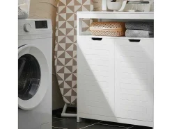 Sobuy Badkamermeubel Toiletkast Ladekast Kastopbergmeubel Met 2 Deuren, Verstelbare Planken, 70X35X90 Cm, Bzr121-W