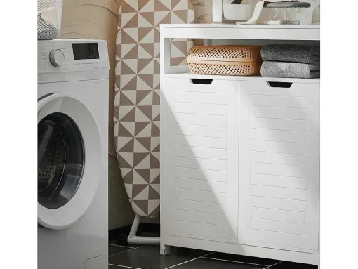 Sobuy Badkamermeubel Toiletkast Ladekast Kastopbergmeubel Met 2 Deuren, Verstelbare Planken, 70X35X90 Cm, Bzr121-W