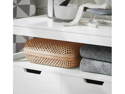 Sobuy Badkamermeubel Toiletkast Ladekast Kastopbergmeubel Met 2 Deuren, Verstelbare Planken, 70X35X90 Cm, Bzr121-W