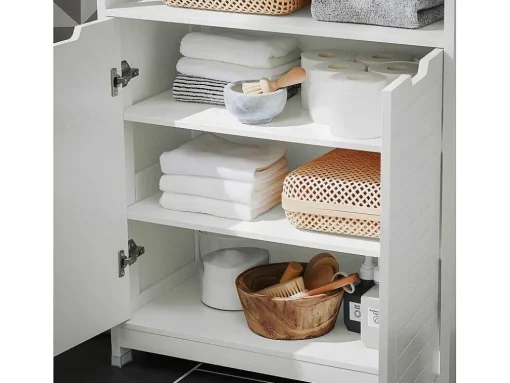 Sobuy Badkamermeubel Toiletkast Ladekast Kastopbergmeubel Met 2 Deuren, Verstelbare Planken, 70X35X90 Cm, Bzr121-W