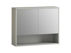 Sobuy Badkamerwandkast Met Spiegel, Wandgemonteerd Wastafelmeubel, Opbergkast Met 2 Deuren, Open Vak En Verstelbare Planken, 60 X 20 X 49,5 Cm, Grijs, Bzr134-Ng