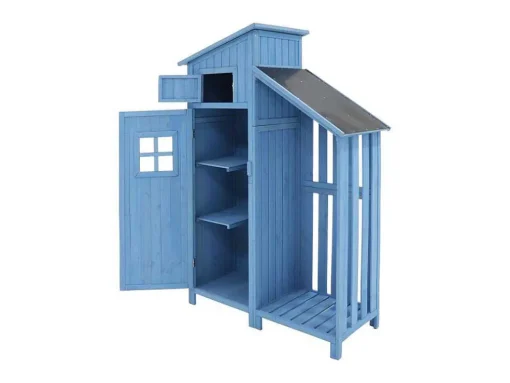 Sparrenhouten Tuinhuis - Gereedschapsschuur Met 2 Geintegreerde Planken - H 173 Cm - Waterdicht Pvc Dak - Groen