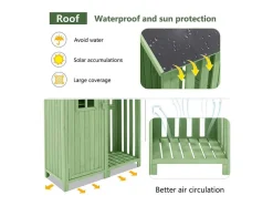 Sparrenhouten Tuinhuis - Gereedschapsschuur Met 2 Geintegreerde Planken - H 173 Cm - Waterdicht Pvc Dak - Groen