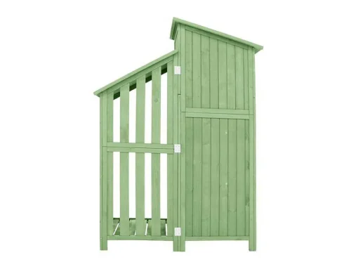 Sparrenhouten Tuinhuis - Gereedschapsschuur Met 2 Geintegreerde Planken - H 173 Cm - Waterdicht Pvc Dak - Groen