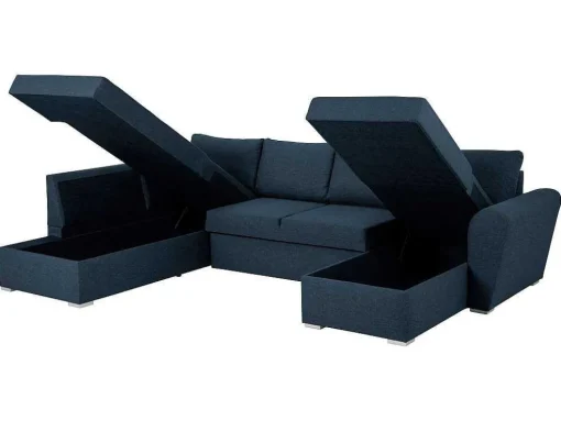 Stan Slaapbank, Hoek Links Met Chaise Longue Rechts, In Blauw.
