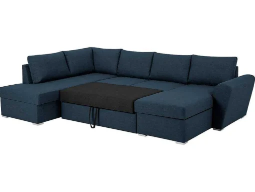Stan Slaapbank, Hoek Links Met Chaise Longue Rechts, In Blauw.