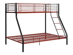 Stapelbed Elevatio Iv - 90 En 140 X 190 Cm - Staal - Zwart En Rood + Matras