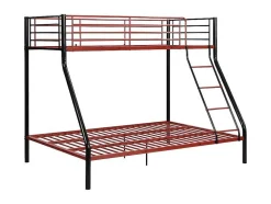 Stapelbed Elevatio Iv - 90 En 140 X 190 Cm - Staal - Zwart En Rood