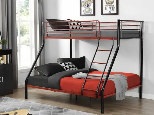 Stapelbed Elevatio Iv - 90 En 140 X 190 Cm - Staal - Zwart En Rood