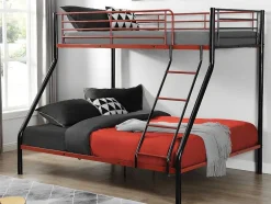 Stapelbed Elevatio Iv - 90 En 140 X 190 Cm - Staal - Zwart En Rood + Matras