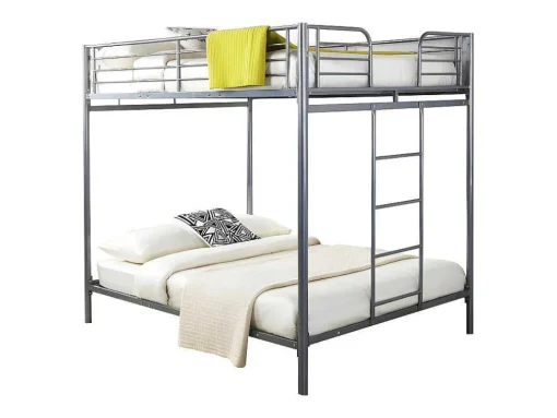 Stapelbed Gemini Ii - 2 X 140 X 190 Cm - Zilverkleurig + 2 Matrassen