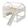 Stapelbedden 140 X 200 Cm - Mdf Hout - Opbergtrap En Glijbaan - Wit