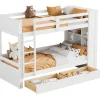 Stapelbedden 2 X 90 X 200 Cm Voor Kinderen - 2 Laden + 6 Vakken + Planken - Mdf Hout - Wit
