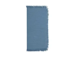 Tafelkleed + 4 Servetten Met Franjes - Katoen - Blauw - 140 X 240 Cm - Pola