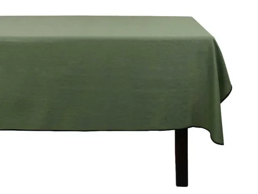 Tafellaken Van Katoen En Linnen Met Zwarte Rand - 170 X 250 Cm - Kaki - Borina