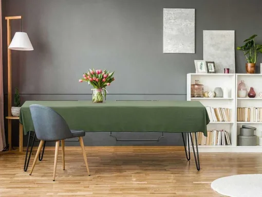 Tafellaken Van Katoen En Linnen Met Zwarte Rand - 170 X 250 Cm - Kaki - Borina