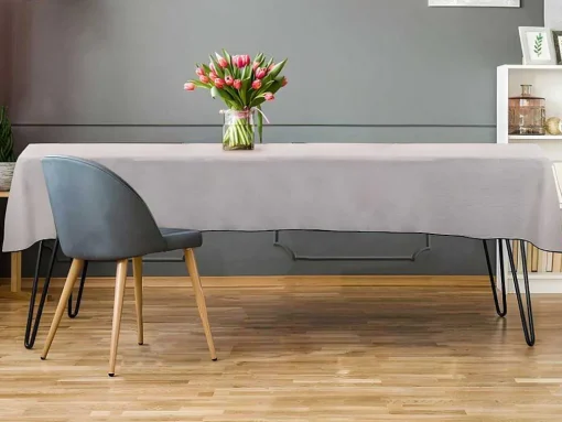 Tafellaken Van Katoen En Linnen Met Zwarte Rand - 170 X 170 Cm - Taupegrijs - Borina
