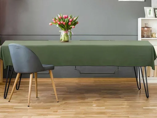 Tafellaken Van Katoen En Linnen Met Zwarte Rand - 170 X 250 Cm - Kaki - Borina