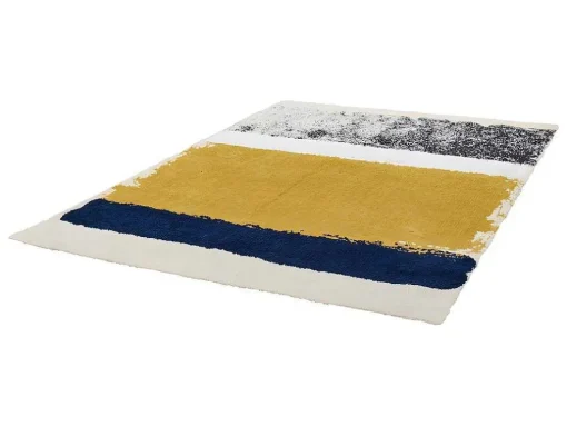 Tapijt Camden - Polyester - 120 X 170 Cm - Mosterdkleur, Marineblauw, Grijs