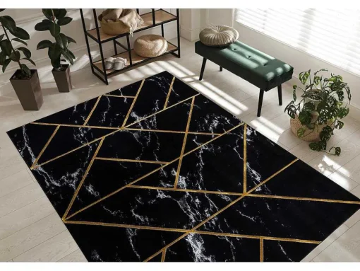 Tapijt Emerald Exclusief 2000 Glamour, Stijlvol Geometrisch, Marmer Zw 120X170 Cm