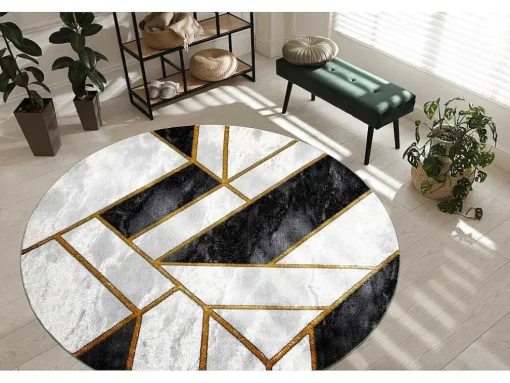 Tapijt Emerald Exclusief 1015 Cirkel - Glamour, Stijlvol Marmer, Geome Cercle 200 Cm