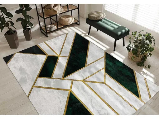 Tapijt Emerald Exclusief 1015 Glamour, Stijlvol Marmer, Geometrisch Fl 120X170 Cm