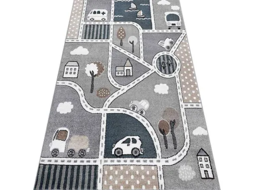 Tapijt Fun Strade Voor Kinderen, Straat, Stad Van Grijs 140X190 Cm