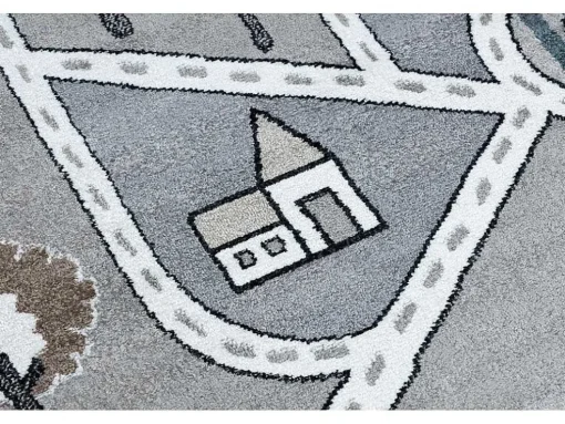 Tapijt Fun Strade Voor Kinderen, Straat, Stad Van Grijs 140X190 Cm