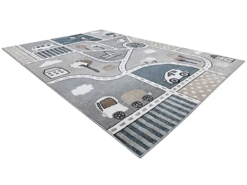 Tapijt Fun Strade Voor Kinderen, Straat, Stad Van Grijs 140X190 Cm