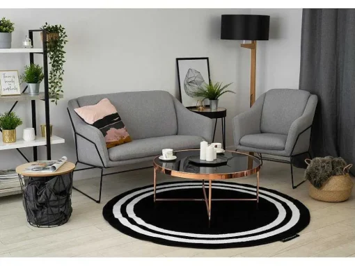 Tapijt Hampton Kader Rond Zwart Cercle 140 Cm