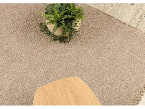 Tapijt Jute 3650 Beige Een Kleur - Jute, Platgeweven, Franjes 140X190 Cm